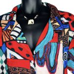 (XL) Multi- Color Men Bowling Style Abstract Print Collar Shirt - Image 7