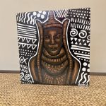 African Hand Painted Esigia Wooden Picture with Tribal Print Decor
