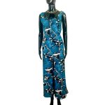 (Large) Vintage Turquoise Wide Leg Abstract Print Romper