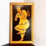 Brown & Black African Man Playing Drums Wooden Picture Home Decor