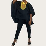 (One Size) Women Black Agbada / Caftan Blouse With Yellow Embroidery Detail - Image 3