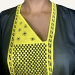 (One Size) Women Black Agbada / Caftan Blouse With Yellow Embroidery Detail - Image 6