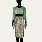 (2XL) Green And Beige Abstract Print Women Short Skirt - Image 2