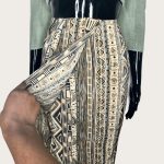 (2XL) Green And Beige Abstract Print Women Short Skirt - Image 5