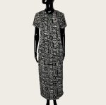 (Small) 2 Piece Vintage Women Black With Grayish Abstract Print Outfit - Image 3