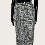 (Small) 2 Piece Vintage Women Black With Grayish Abstract Print Outfit - Image 5