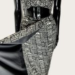 (Small) 2 Piece Vintage Women Black With Grayish Abstract Print Outfit - Image 6