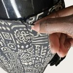 (Small) 2 Piece Vintage Women Black With Grayish Abstract Print Outfit - Image 8