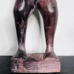 African Brown Uplifting Wooden Carving Statue - Image 5