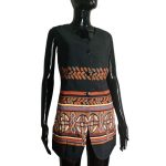 (Medium) Vintage Black Women Vest with Tribal Patterns