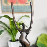 Lift Up Your Hands African Wooden Brown Statue - Image 2