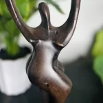 Lift Up Your Hands African Wooden Brown Statue - Image 3