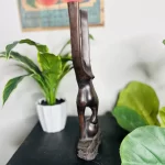 Lift Up Your Hands African Wooden Brown Statue - Image 5