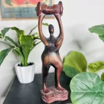 Brown & Black Uplifting African Wooden Statue