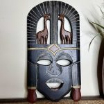Black African Face Mask with Brown Animal Carving