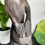African Drummer Brownish Black Wooden Statue - Image 3