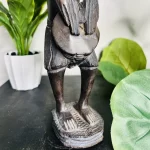 African Drummer Brownish Black Wooden Statue - Image 4