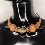 Gold Choker/ Necklace With Brown Beads