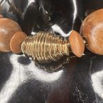 Gold Choker/ Necklace With Brown Beads - Image 3
