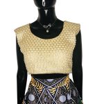 (Small) Middle Eastern Style Women Gold And Pearl Embroidery Halter Top
