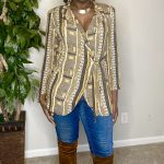 Multicolor Vintage, Abstract Print Women Blazer