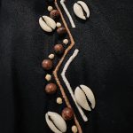 (One Size) African Vintage Black Long Cardigan Vest Shell & Beaded Embroidery - Image 4