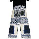 (Size- 8 kids) Thick Cotton African Beige , Black, & Blue Animal Print Pants