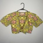 (Small) Women Yellow Ankara Print Halter Top Blouse that Ties In The Front - Image 3