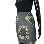 (Large) Light Blue And Light Brown Africa Print Women Mini Skirt - Image 3
