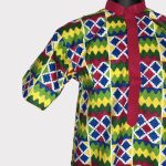(Small) Ghana Print Men Shirts With Pink Embroidery Detail - Image 2