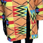 (Small) Orange Light Weight Ghana Print Blouse With Side Slit - Image 3