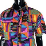 (Small) Bright Multi- Colored Women African Print/ Kente Print Collar Shirt - Image 3