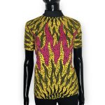 African Print Turtleneck Pink and Yellow Blouse - Image 2