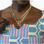 (L/XL) Authentic Kente Fabric Women Blue, Yellow, and Pink Blouse And Skirt - Image 5