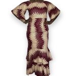 (Large) West African Traditional Maroon and Beige Blouse, Skirt, and Scarf - Image 2