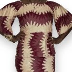 (Large) West African Traditional Maroon and Beige Blouse, Skirt, and Scarf - Image 3