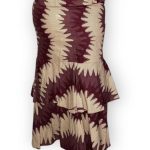 (Large) West African Traditional Maroon and Beige Blouse, Skirt, and Scarf - Image 4