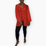 (2XL) Red Vintage Tribal Print Women Long Blouse - Image 4