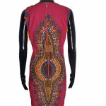 (Large) Pink Below the Knee Dashiki African Dress w/ Yellow String Embroidery - Image 4