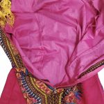 (Large) Pink Below the Knee Dashiki African Dress w/ Yellow String Embroidery - Image 5