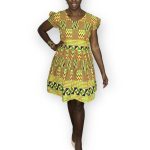 Yellow and Multi-Color Women Flowy Kente Print Dress - Image 2
