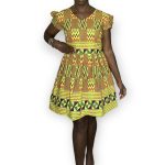 Yellow and Multi-Color Women Flowy Kente Print Dress