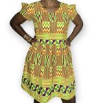 Yellow and Multi-Color Women Flowy Kente Print Dress - Image 3