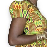Yellow and Multi-Color Women Flowy Kente Print Dress - Image 4