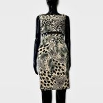 (Large) Green and Beige Vintage Leopard Print Stretchy Women Two Piece Blouse And Skirt - Image 6