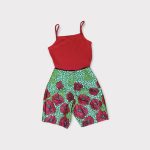 (Small) Flower 🌹 African Print Women Red and Green Shorts - Image 2