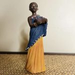 African Vintage 90’s Child with Basket Clay Statue
