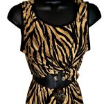 (Large) Tiger Print Brown Blouse and Long Skirt with Triangle Necklace - Image 2