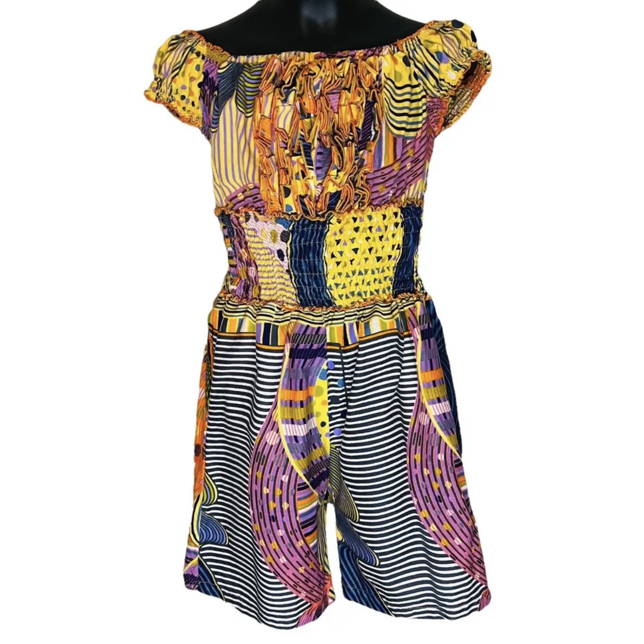 Screenshot Girl Stretch African Print Romper - Image 1