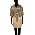 (One Size) Silk Brown and Beige Women Collar Shirt - Image 2
